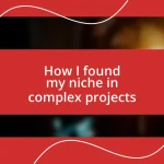 How I found my niche in complex projects