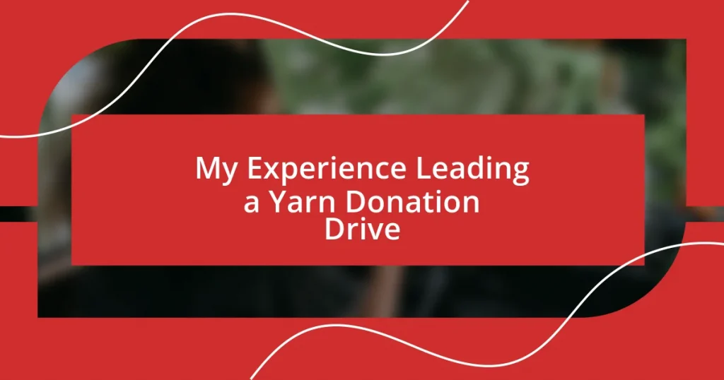 My Experience Leading a Yarn Donation Drive