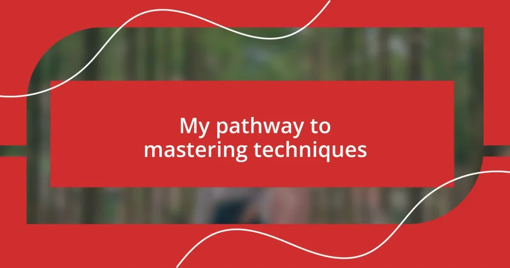 My pathway to mastering techniques