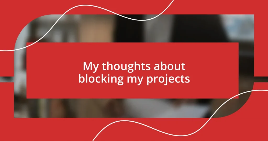 My thoughts about blocking my projects